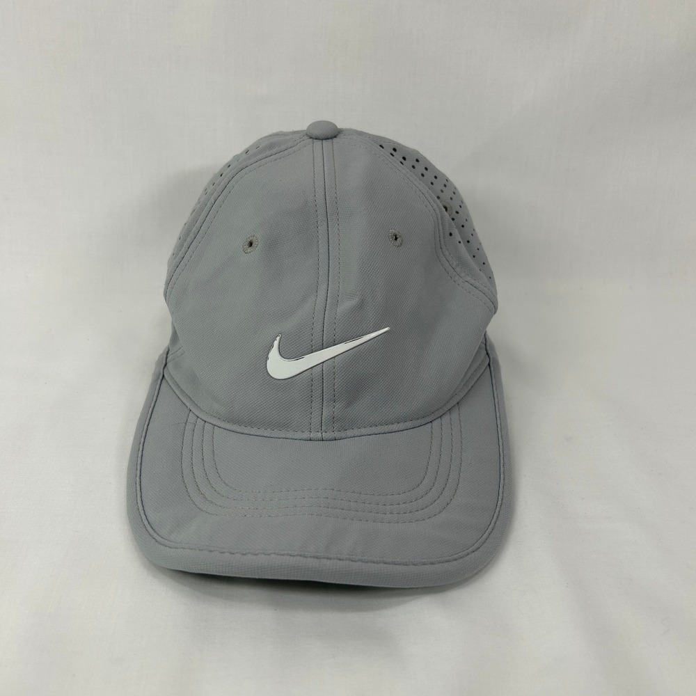 Woman Nike Gray Perforated Vapor Running Golf Hat Cap Adjustable Strapback